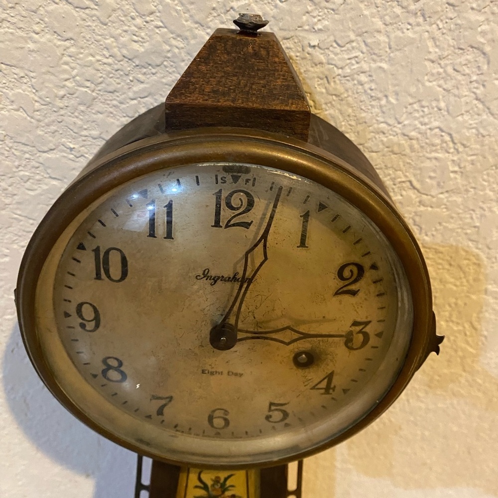 E. Ingraham Antique 8 Day Banjo Wall Clock Glass Panel MCM Not Tested As Is - Picture 5 of 16